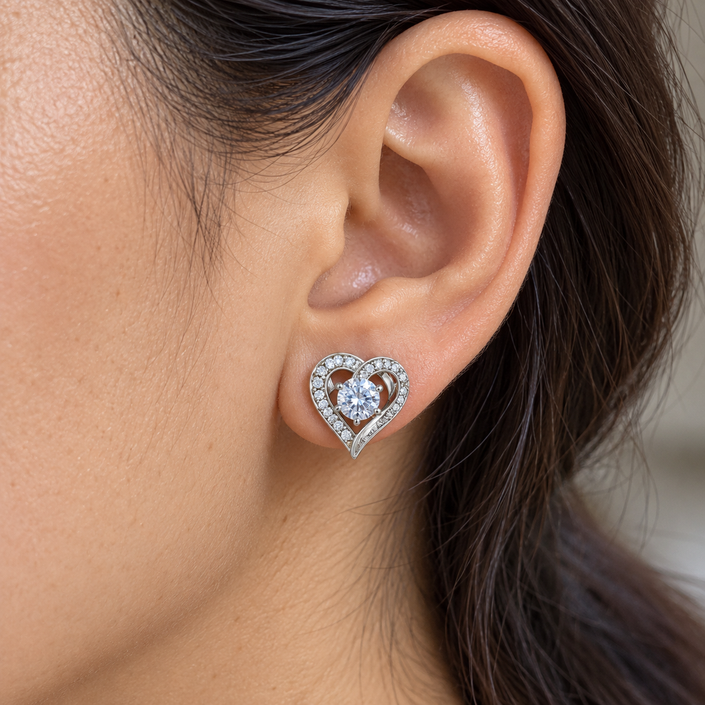 Aretes corazón moissanita