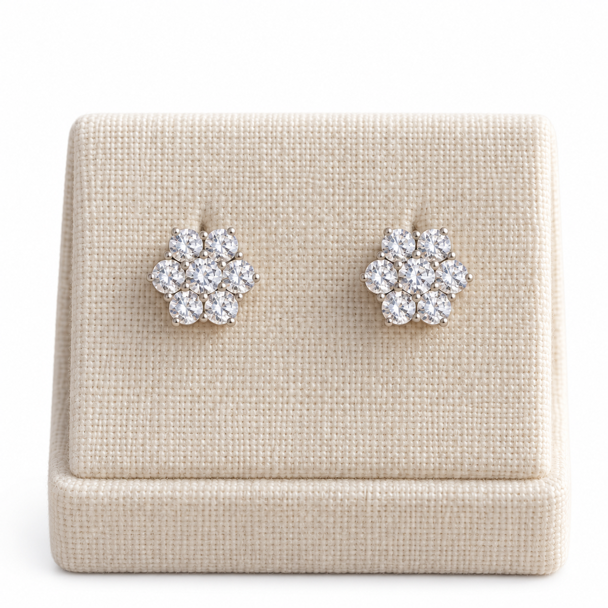 Aretes flor moissanita