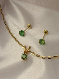 Conjunto broqueles y dije esmeralda