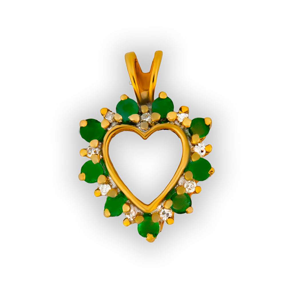 Dije de Corazón con Diamantes y Esmeralda