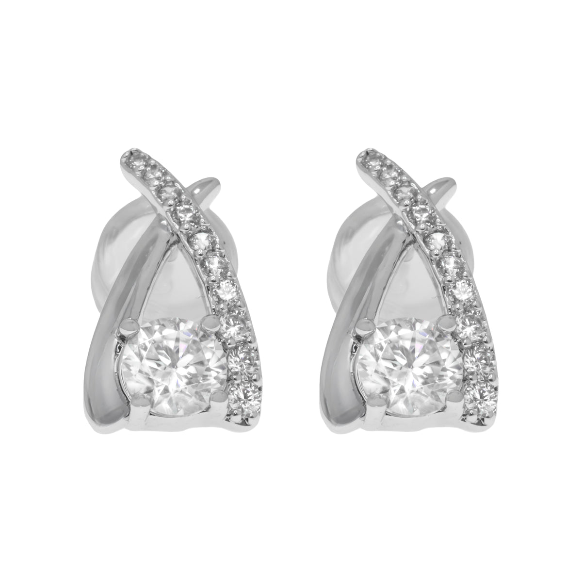 Aretes líneas cruzadas moissanita