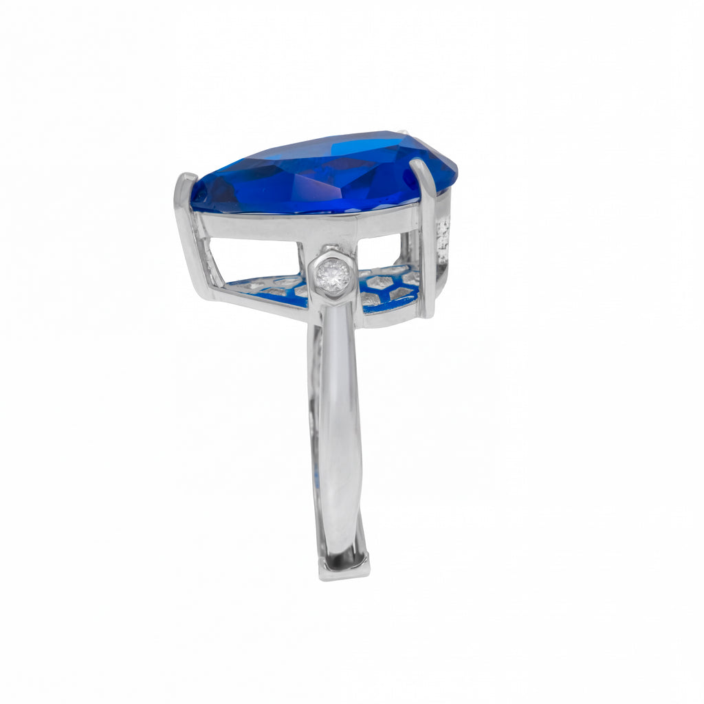 Anillo Azul Imperial Corte Pera