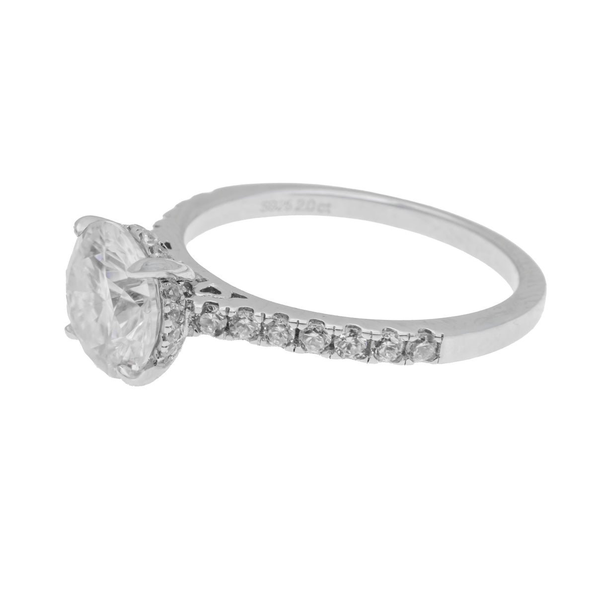 Anillo solitario con brazos pavé