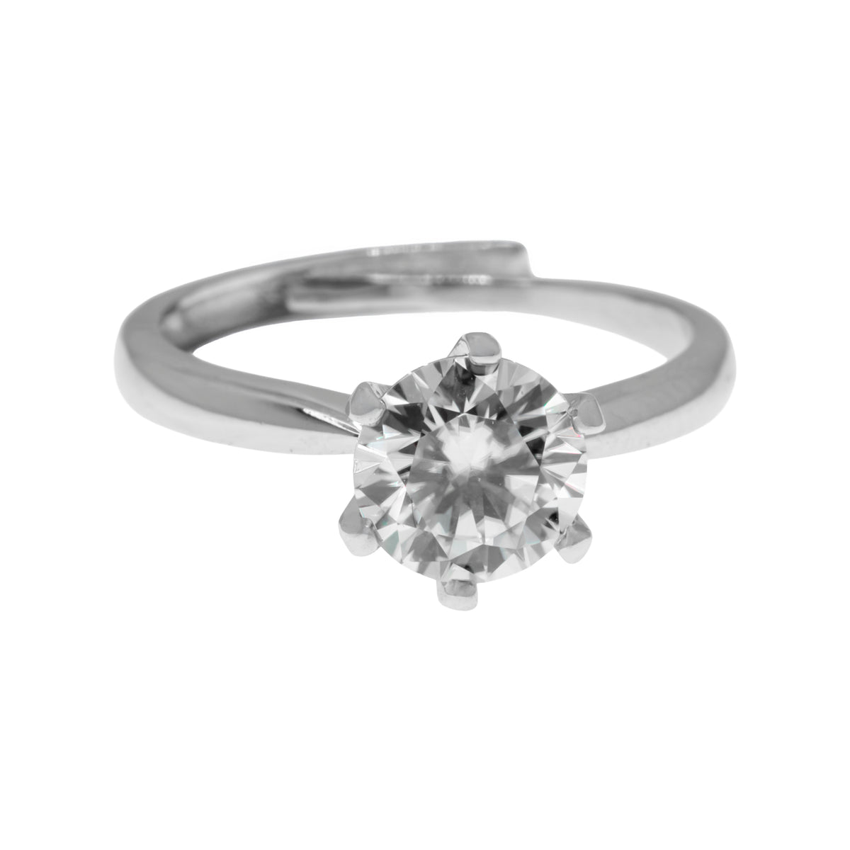 Anillo solitario plata moissanita