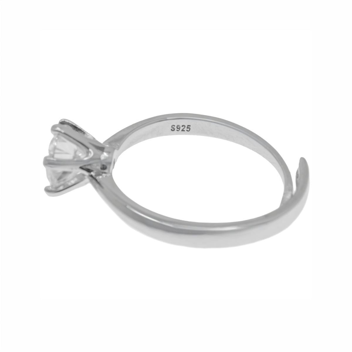 Anillo solitario plata moissanita