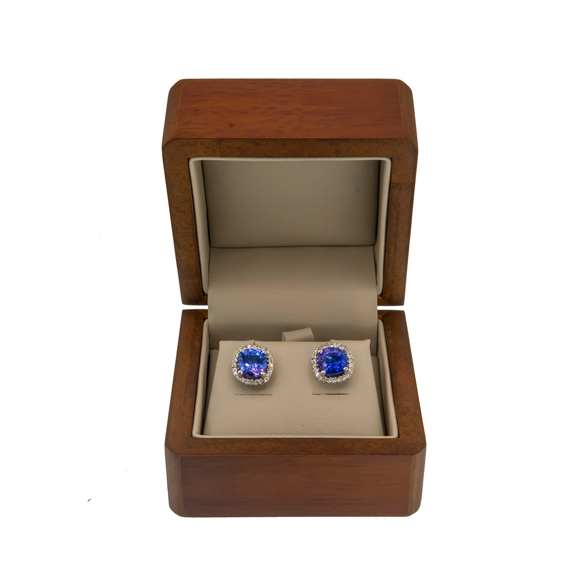 Aretes tanzanita con diamantes