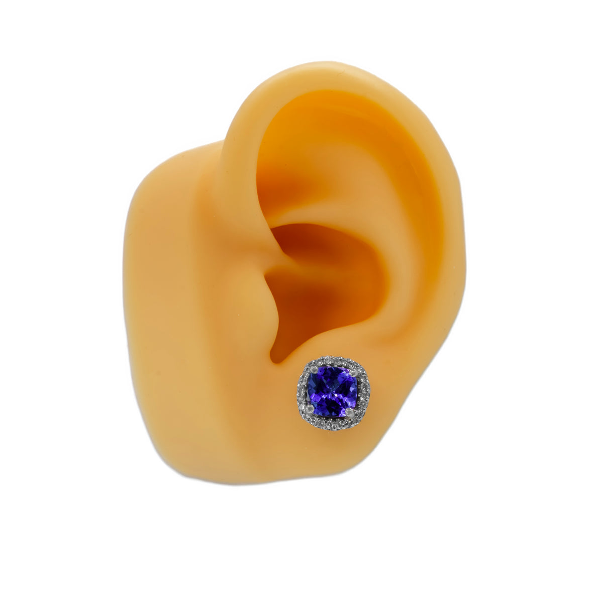 Aretes tanzanita con diamantes