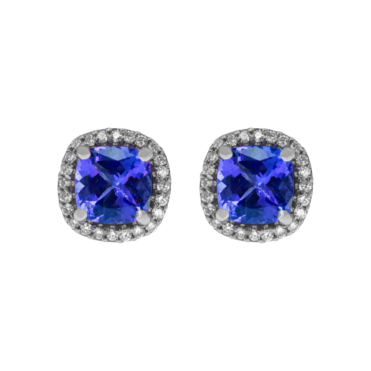 Aretes tanzanita con diamantes