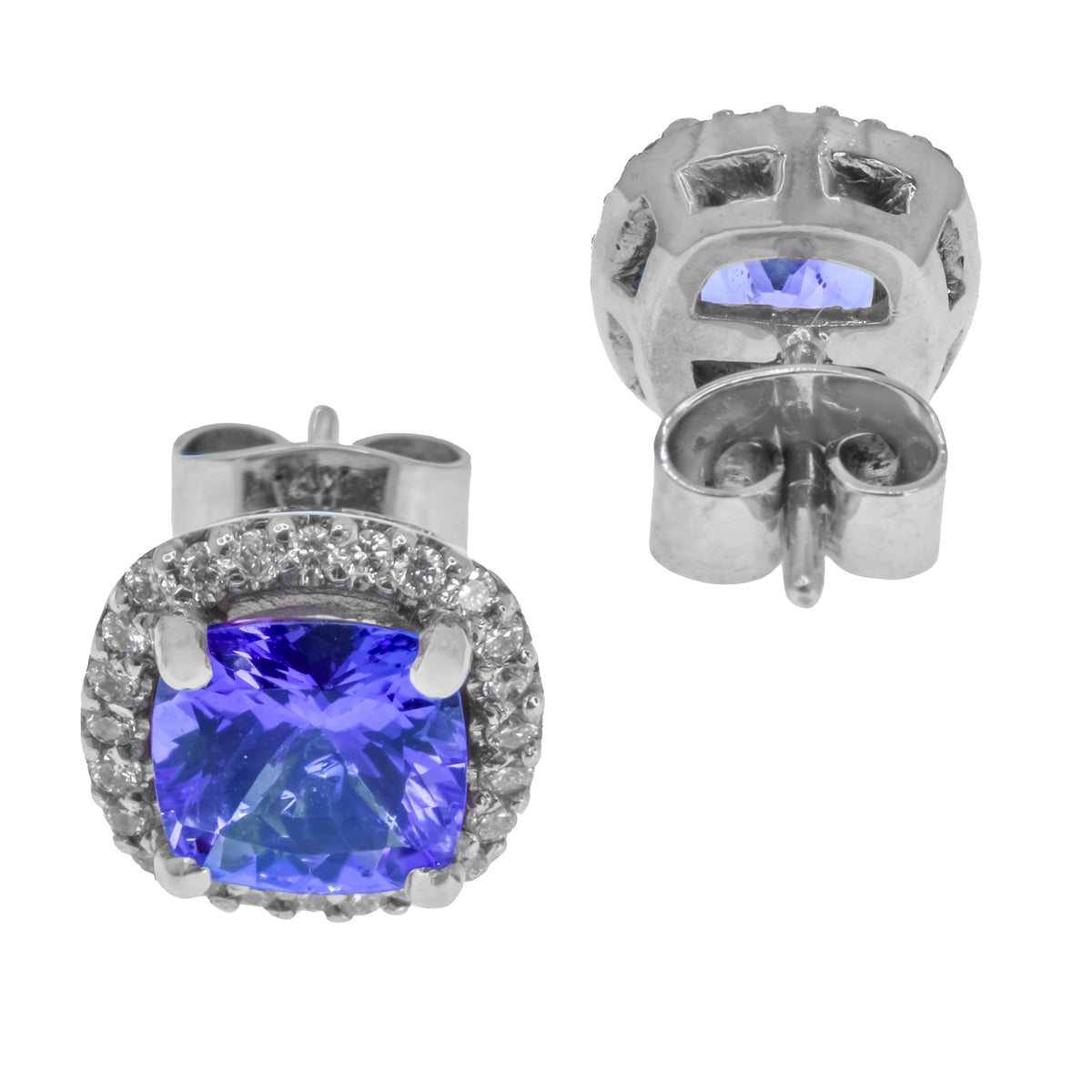 Aretes tanzanita con diamantes