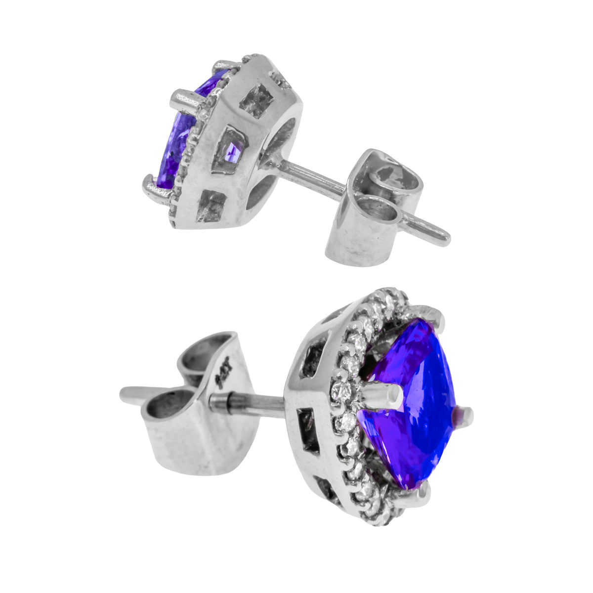 Aretes tanzanita con diamantes