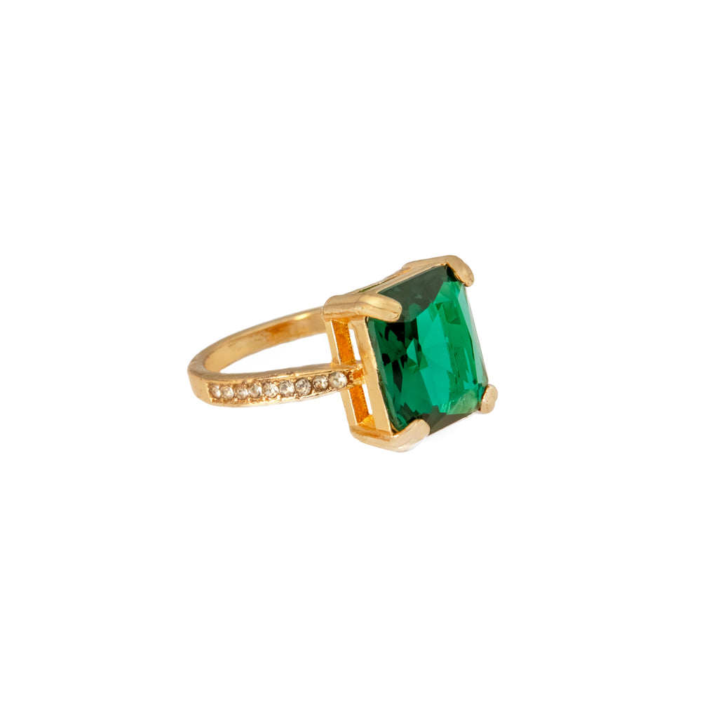 Anillo Elegante Esmeralda Rectangular