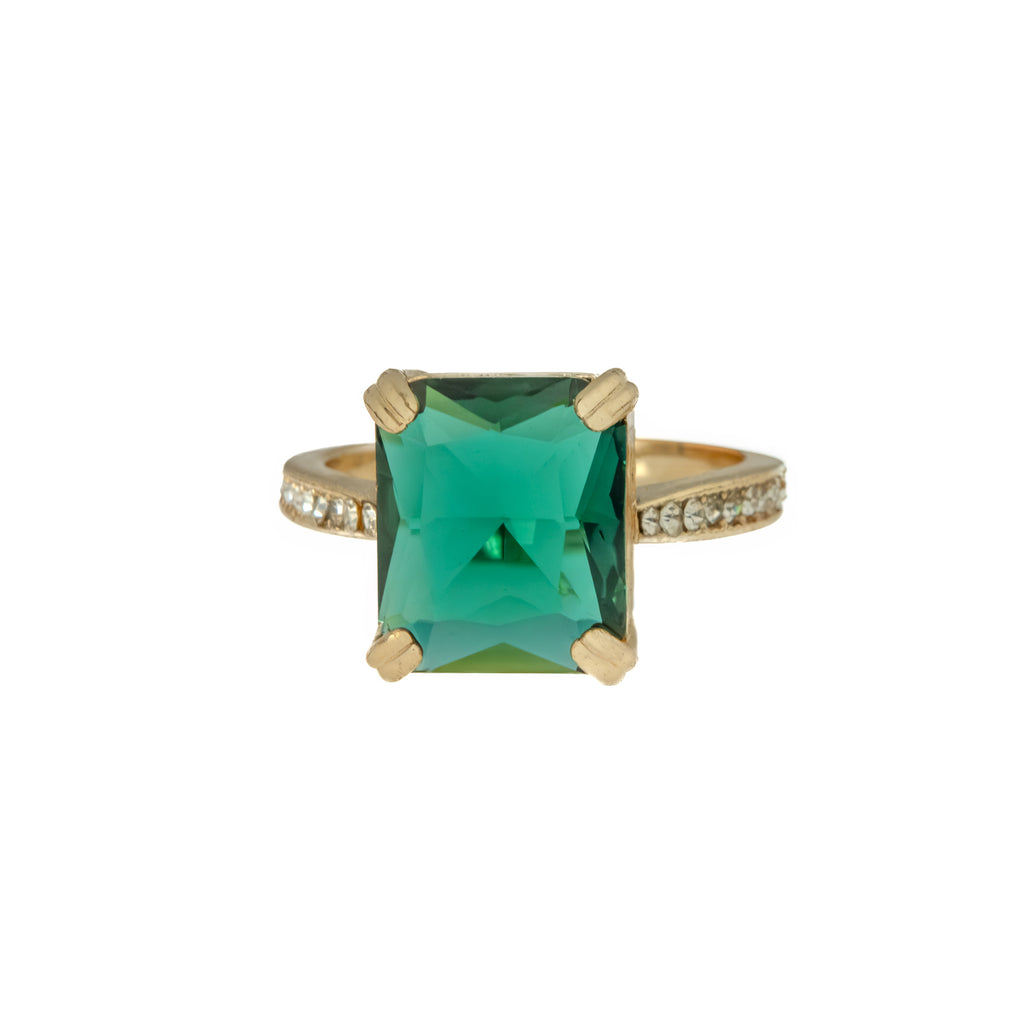 Anillo Elegante Esmeralda Rectangular