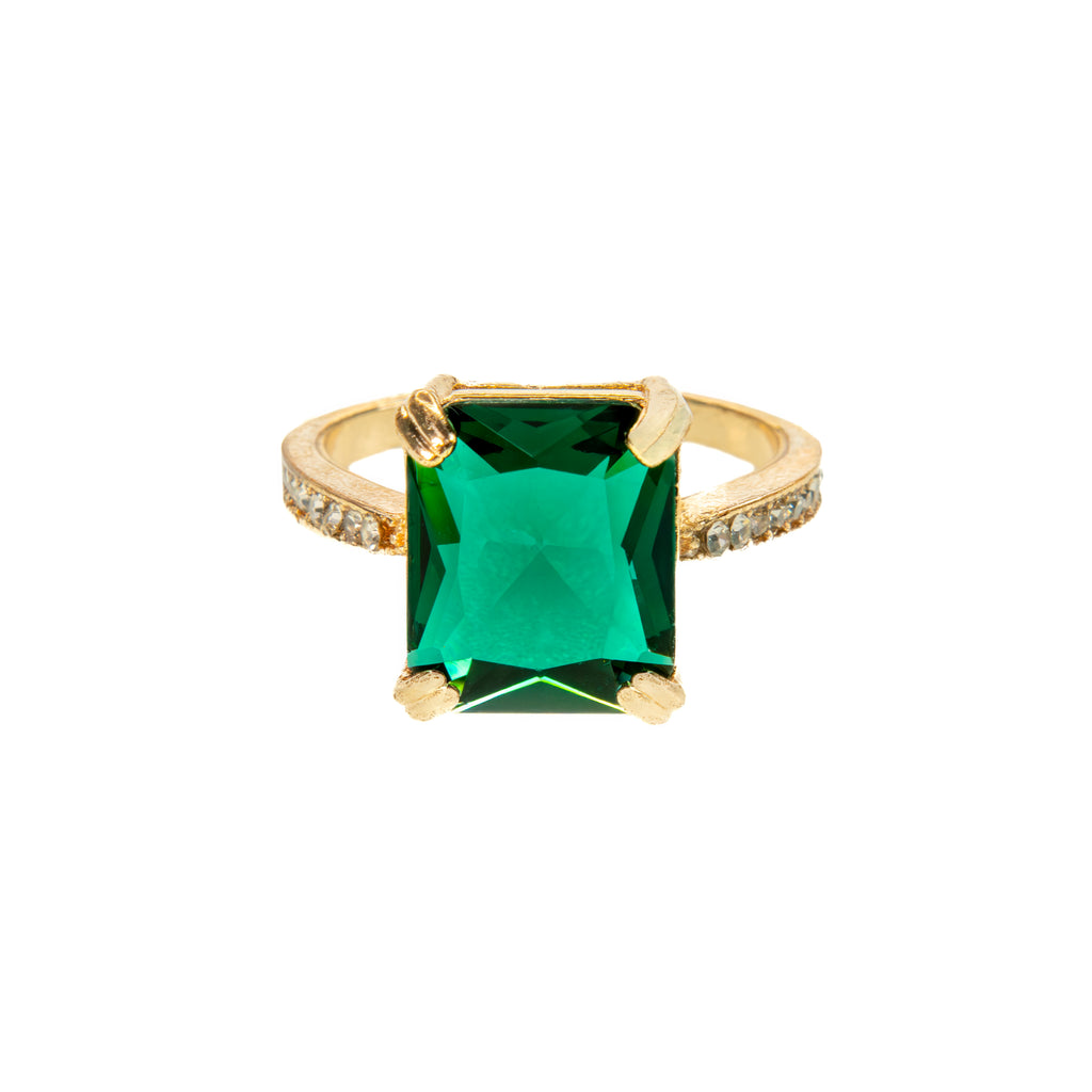Anillo Elegante Esmeralda Rectangular