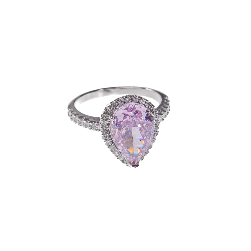 Anillo Halo Gota Rosa