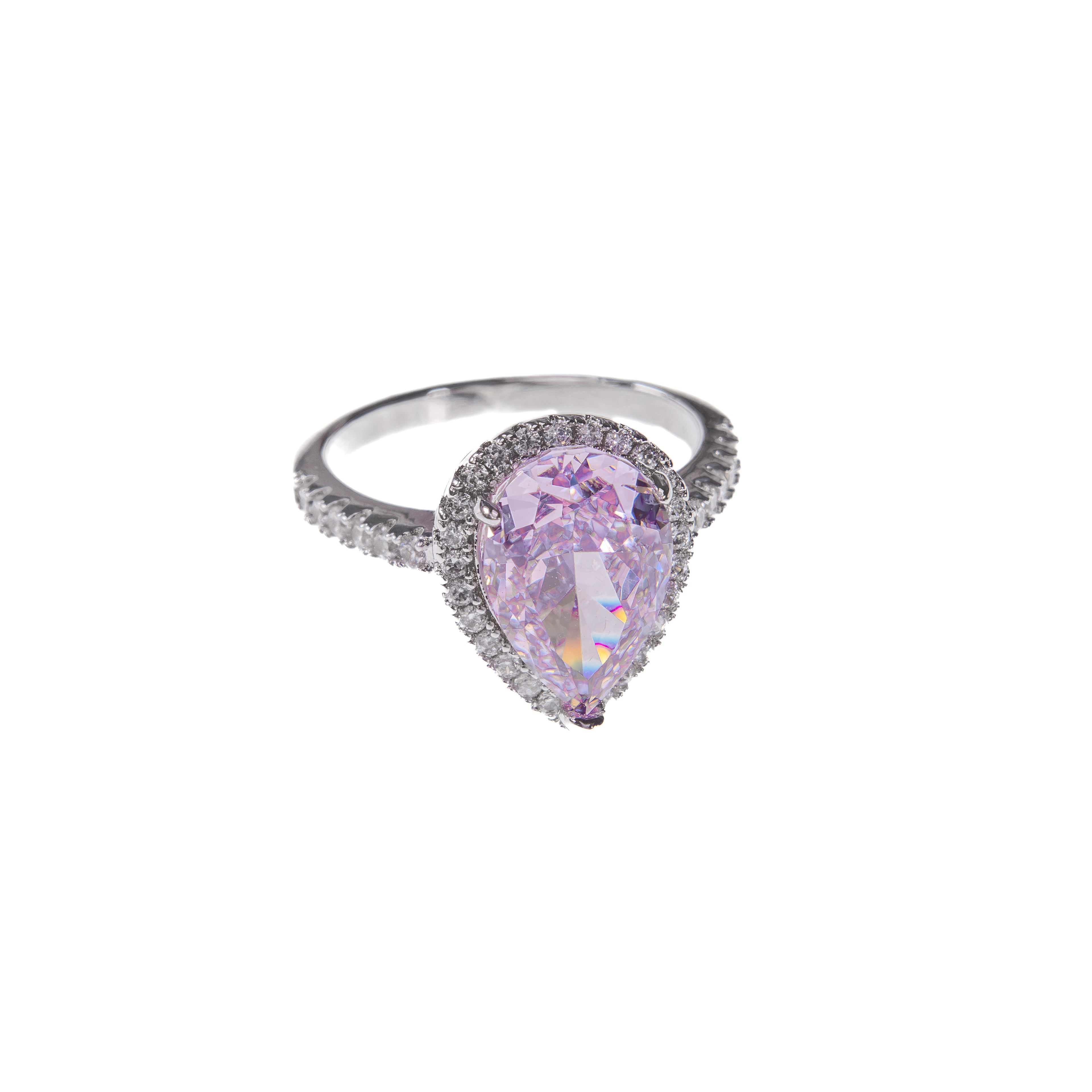 Anillo Halo Gota Rosa