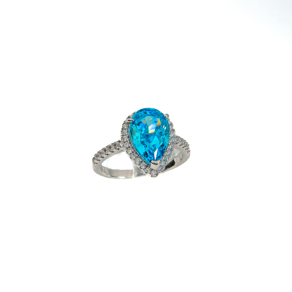 Anillo Halo Gota Azul
