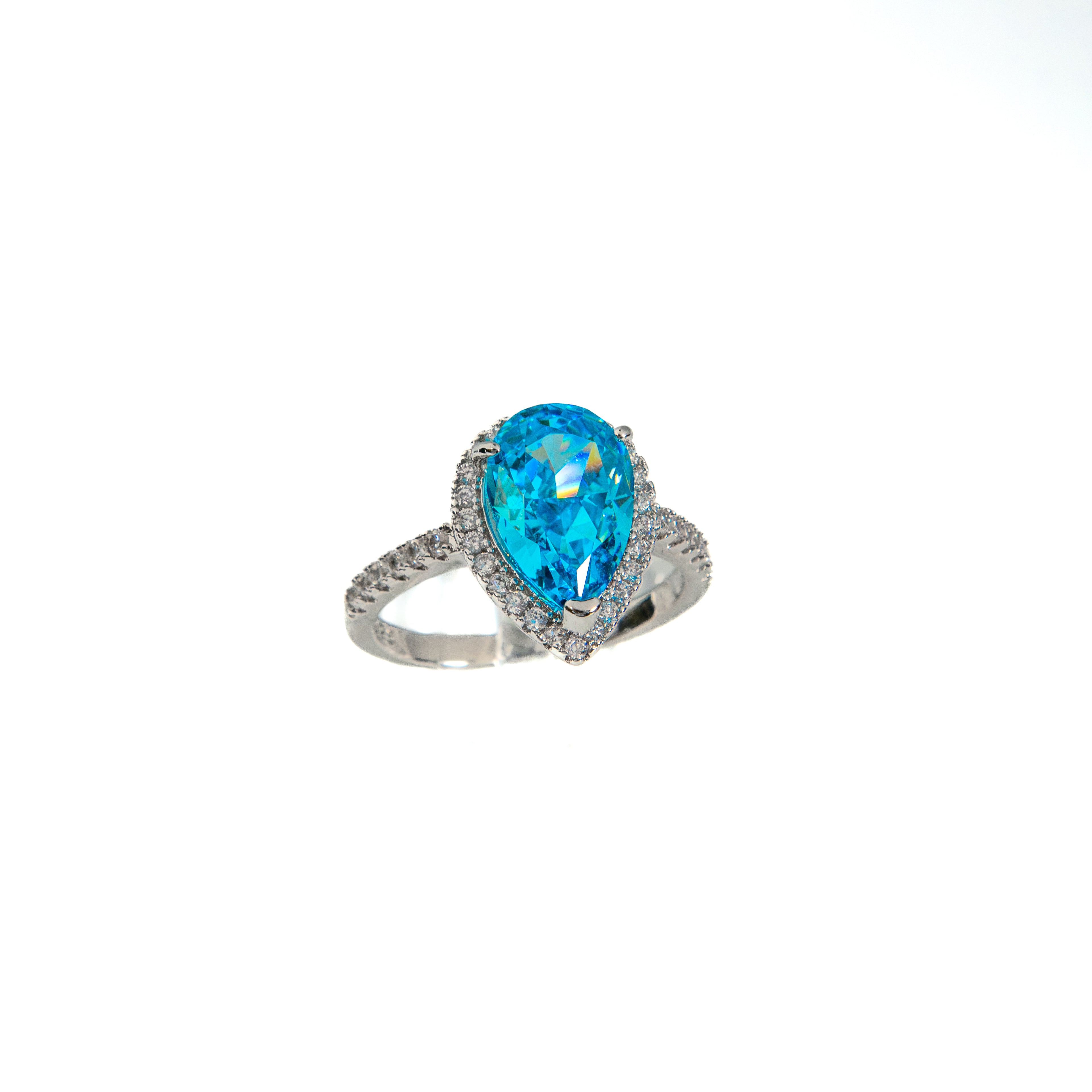 Anillo Halo Gota Azul