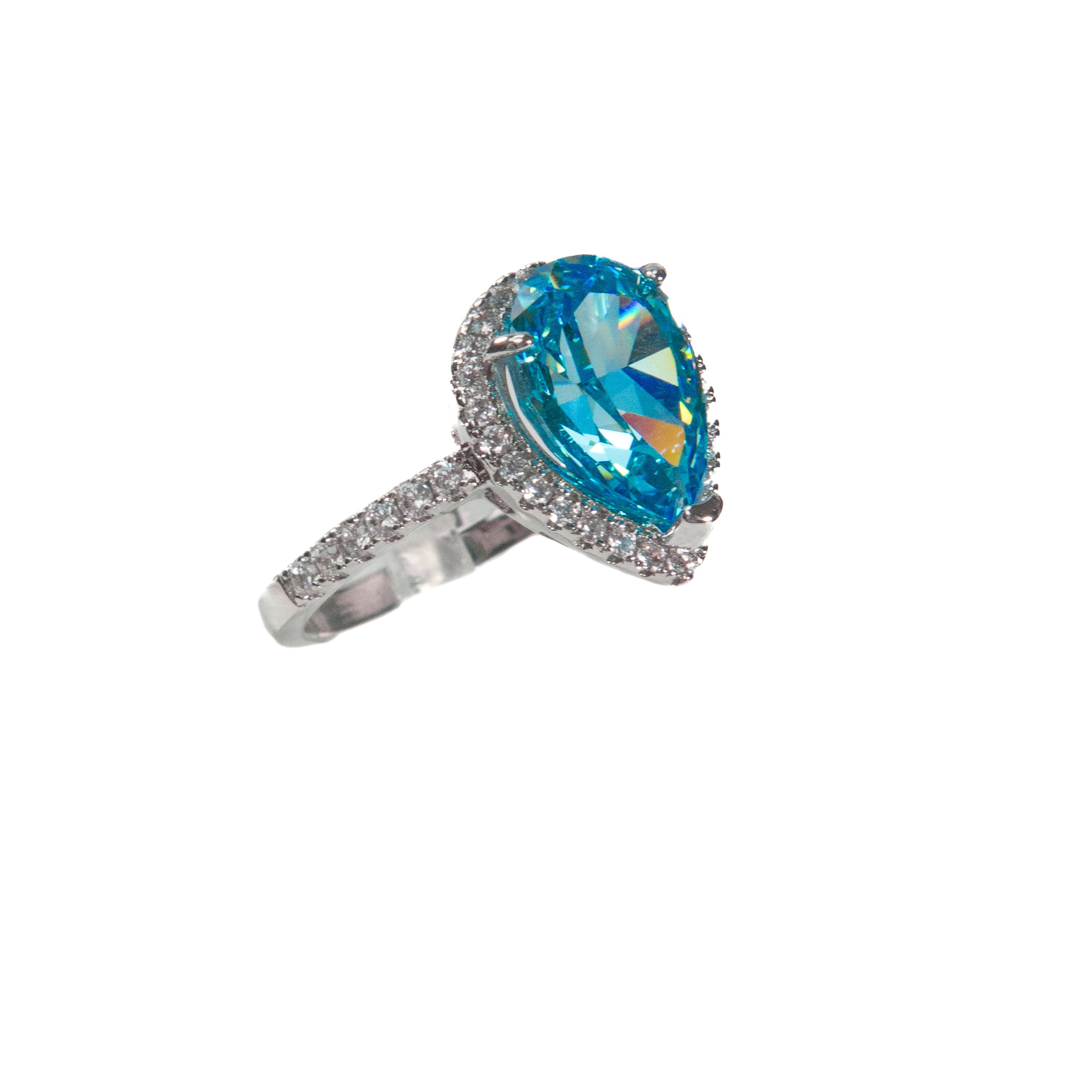 Anillo Halo Gota Azul
