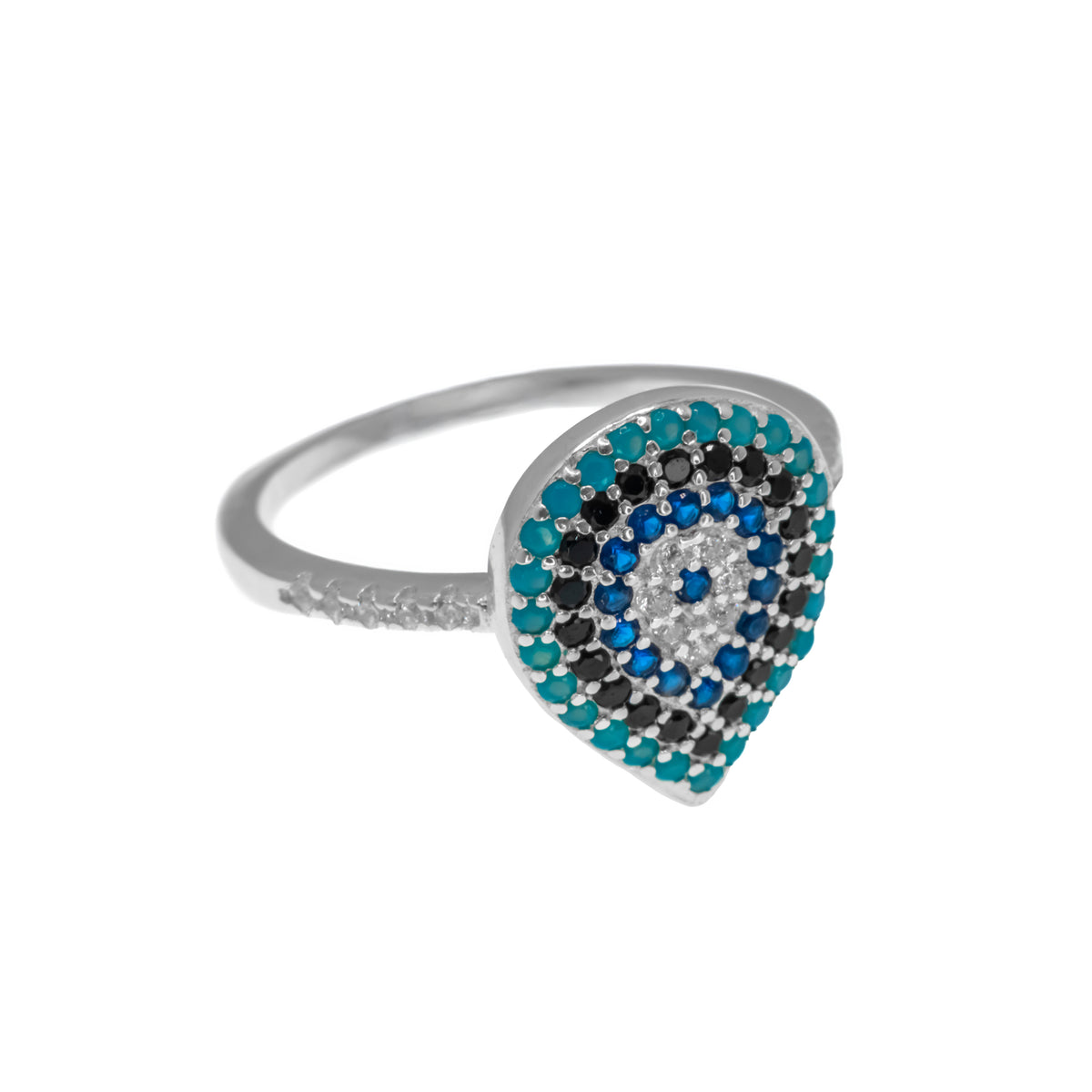 Anillo corte pera ojo azul