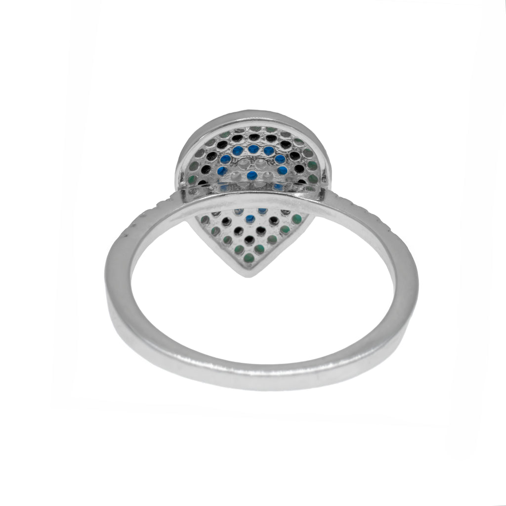 Anillo corte pera ojo azul