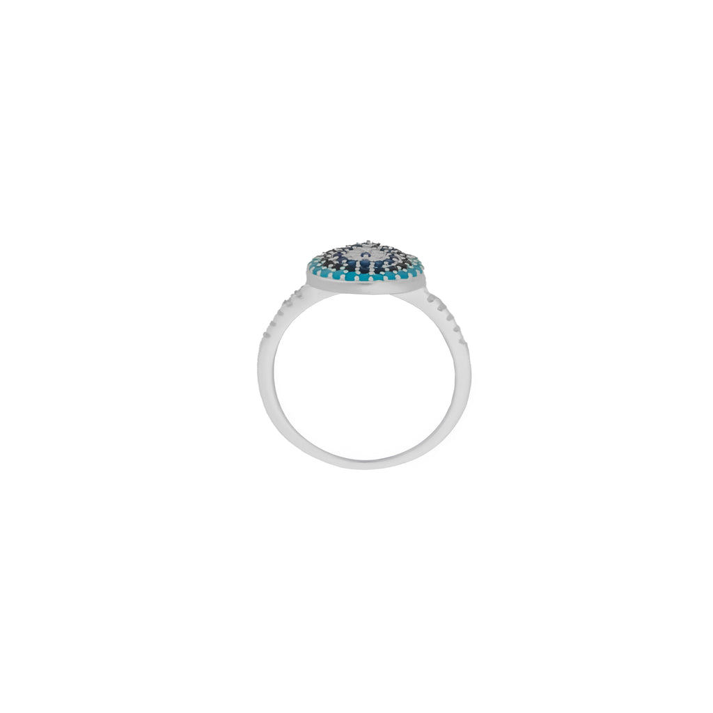 Anillo corte pera ojo azul
