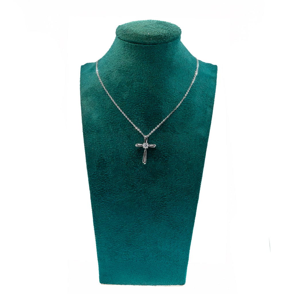 Collar cruz infinita con moissanita central