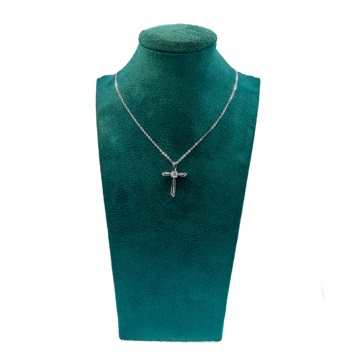 Collar cruz infinita con moissanita central