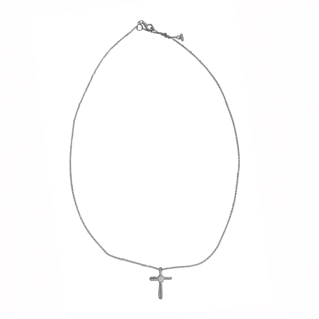 Collar cruz infinita con moissanita central
