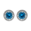 Broqueles halo con circon azul
