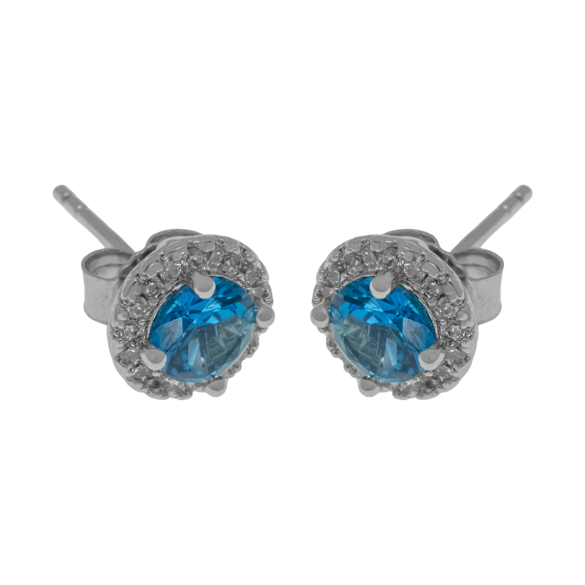 Broqueles halo con circon azul