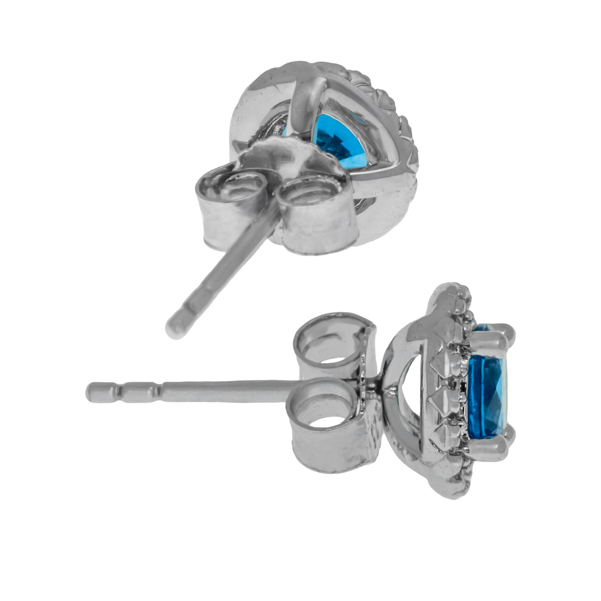 Broqueles halo con circon azul