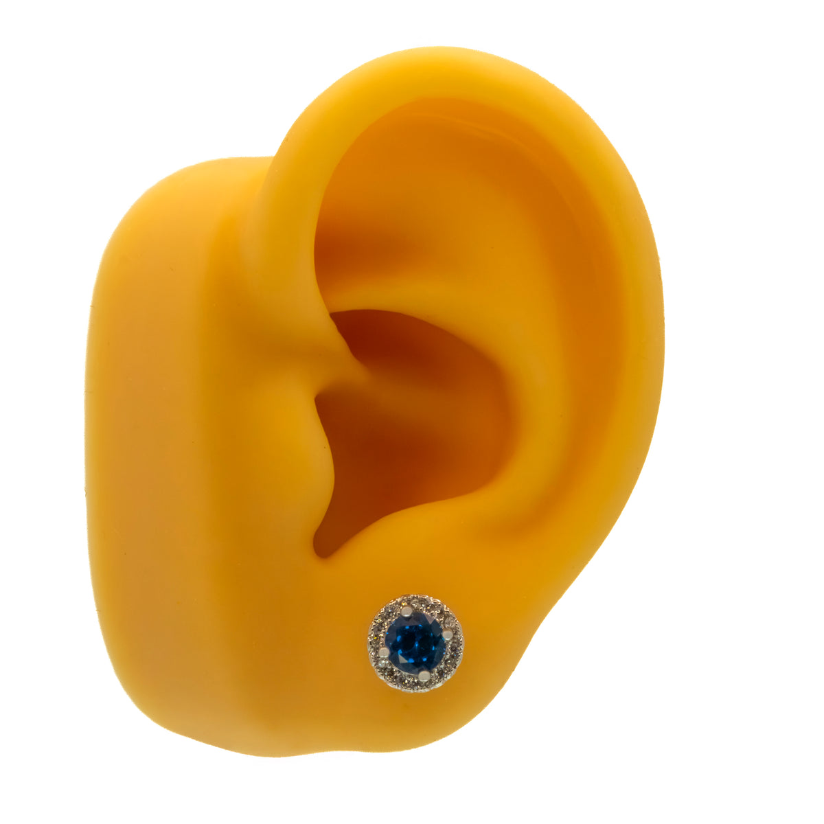 Broqueles halo con circon azul