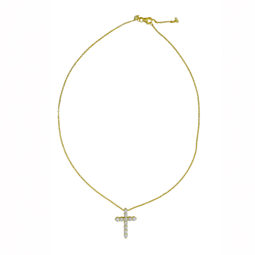 Collar cruz con moissanitas