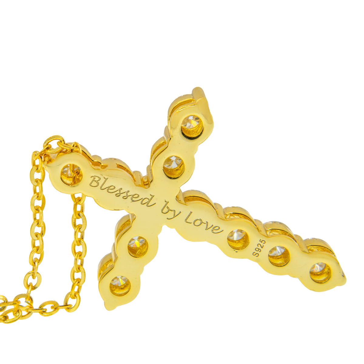 Collar cruz con moissanitas