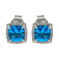 Aretes cuadrados con gema azul