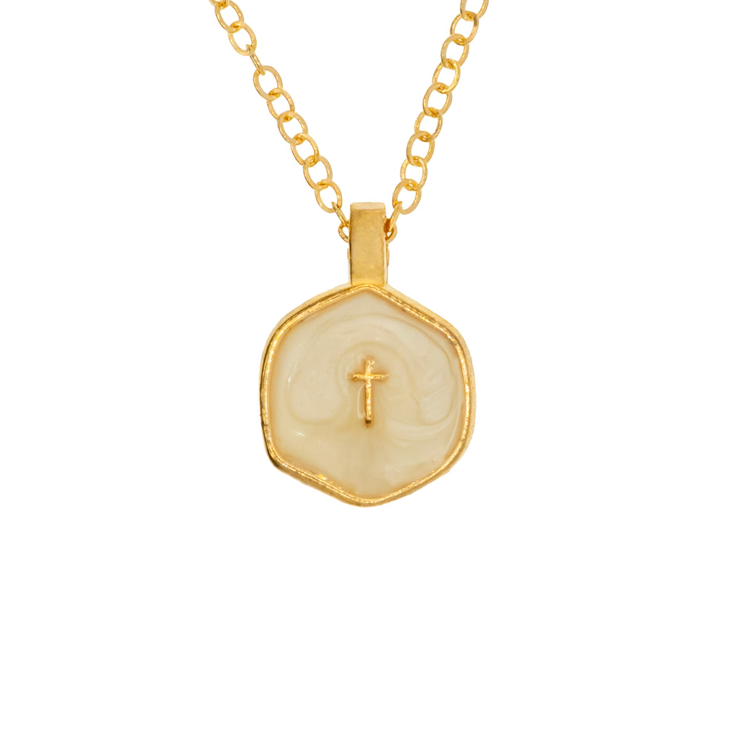 Collar Cruz Minimalista con Perla