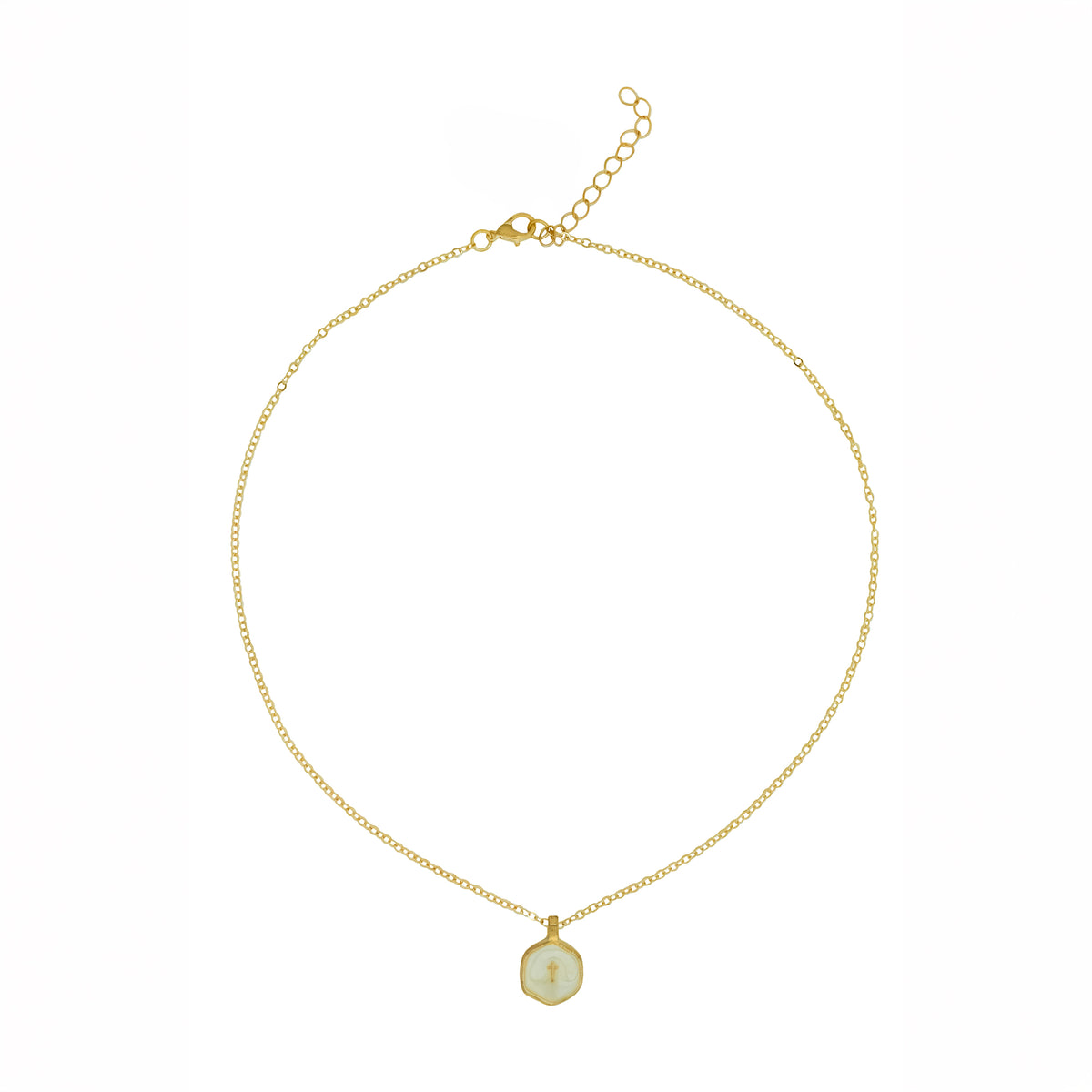 Collar Cruz Minimalista con Perla