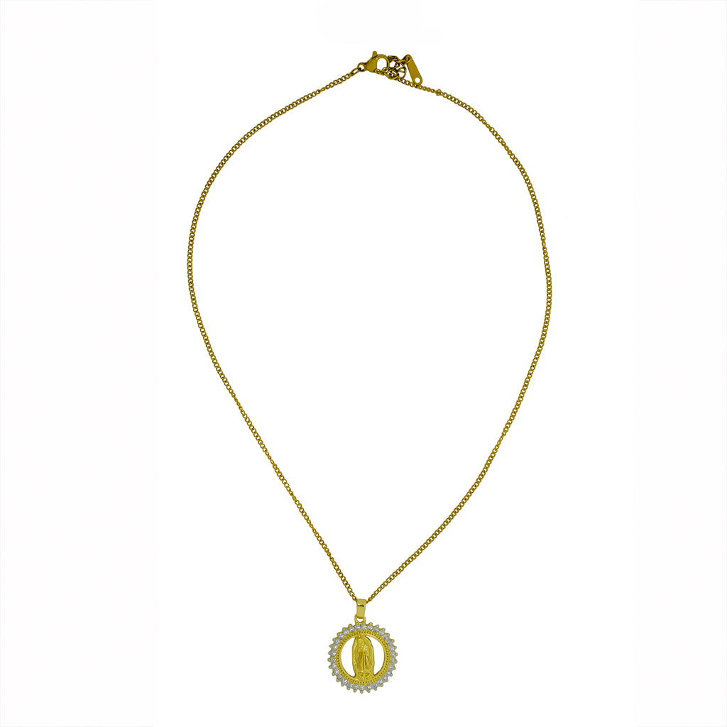 Collar Medalla Virgen con Halo