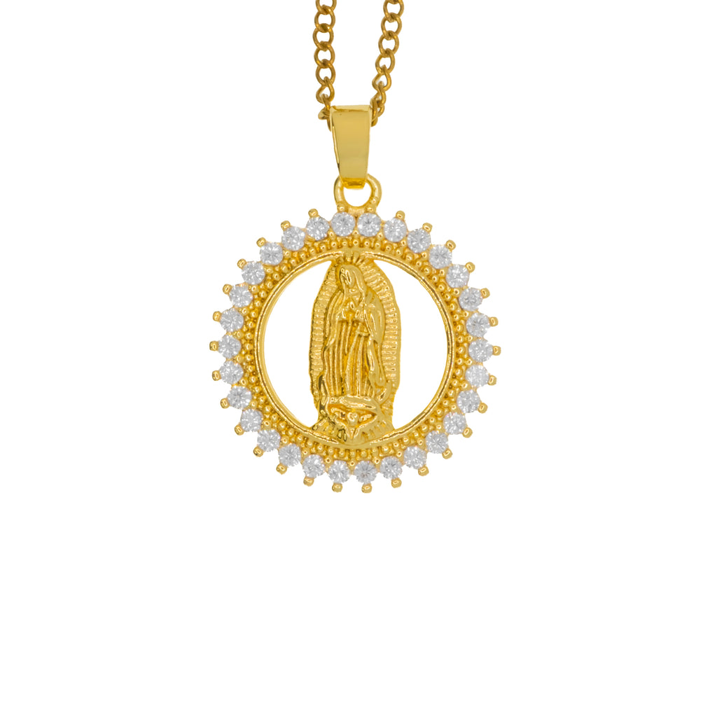 Collar Medalla Virgen con Halo