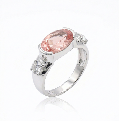 Anillo Peach Morganite, plata 925 - Alkimia Joyeria
