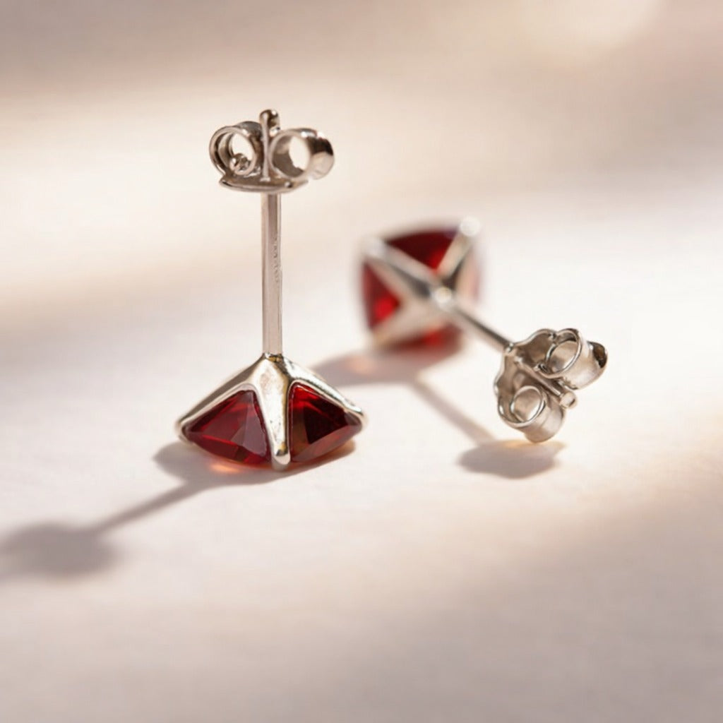 Pendientes Granate Natural Cushion 5x5mm