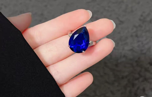 Anillo Azul Imperial Corte Pera