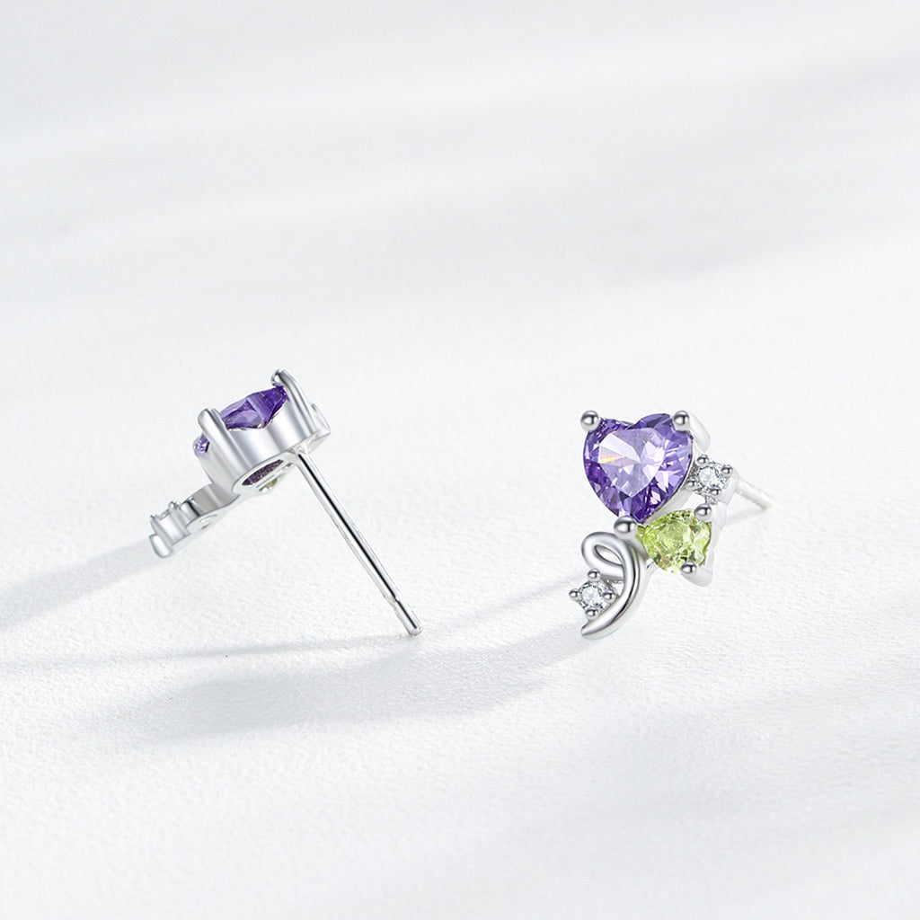 Aretes Corazón Violeta