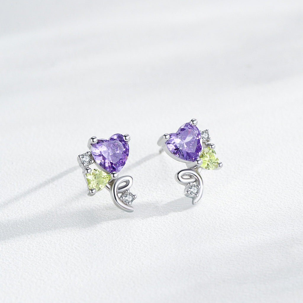 Aretes Corazón Violeta