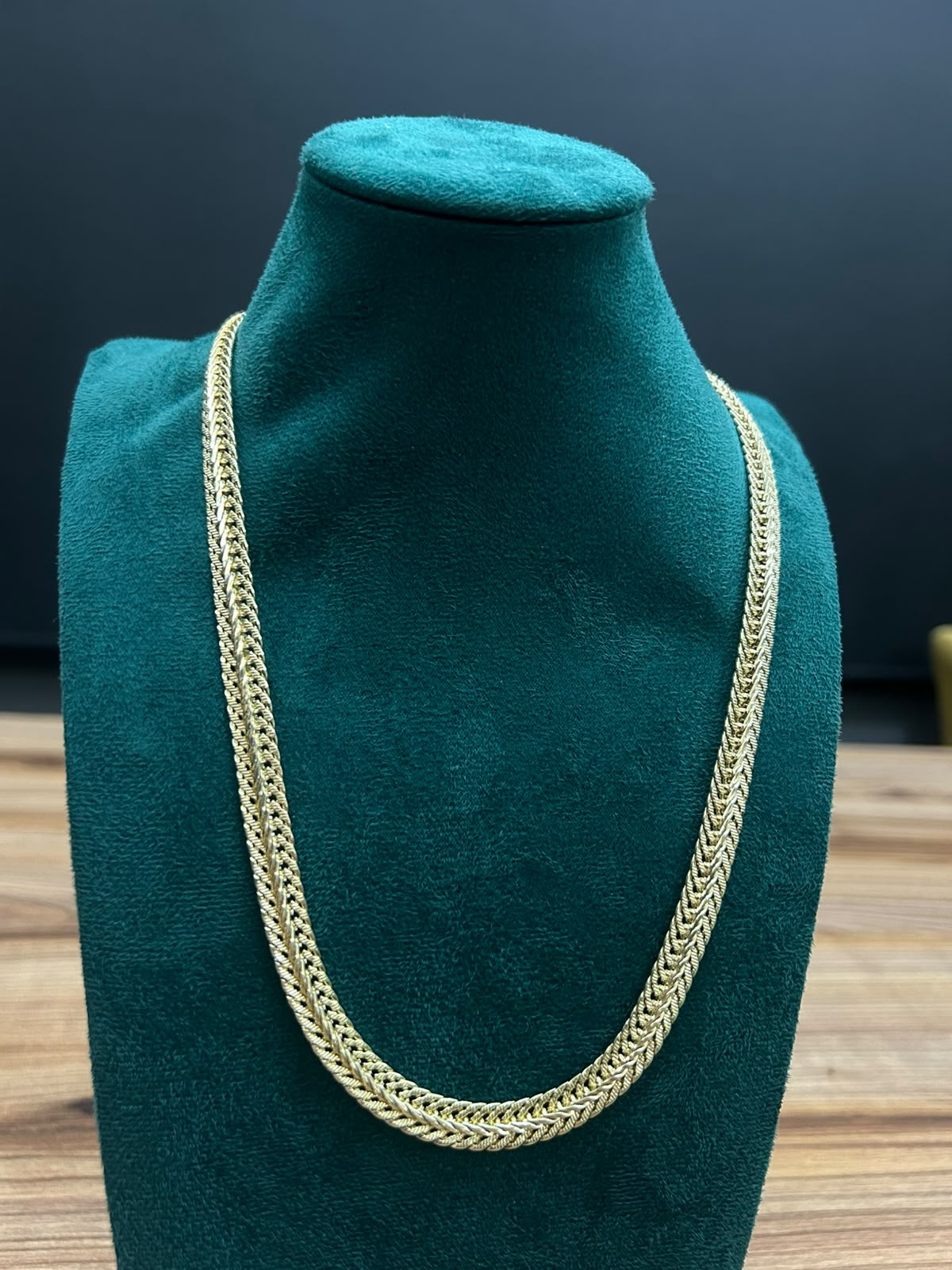 Cadena trenzada 60 cm 8 mm en acero inoxidable chapado en oro - Alkimia Joyeria