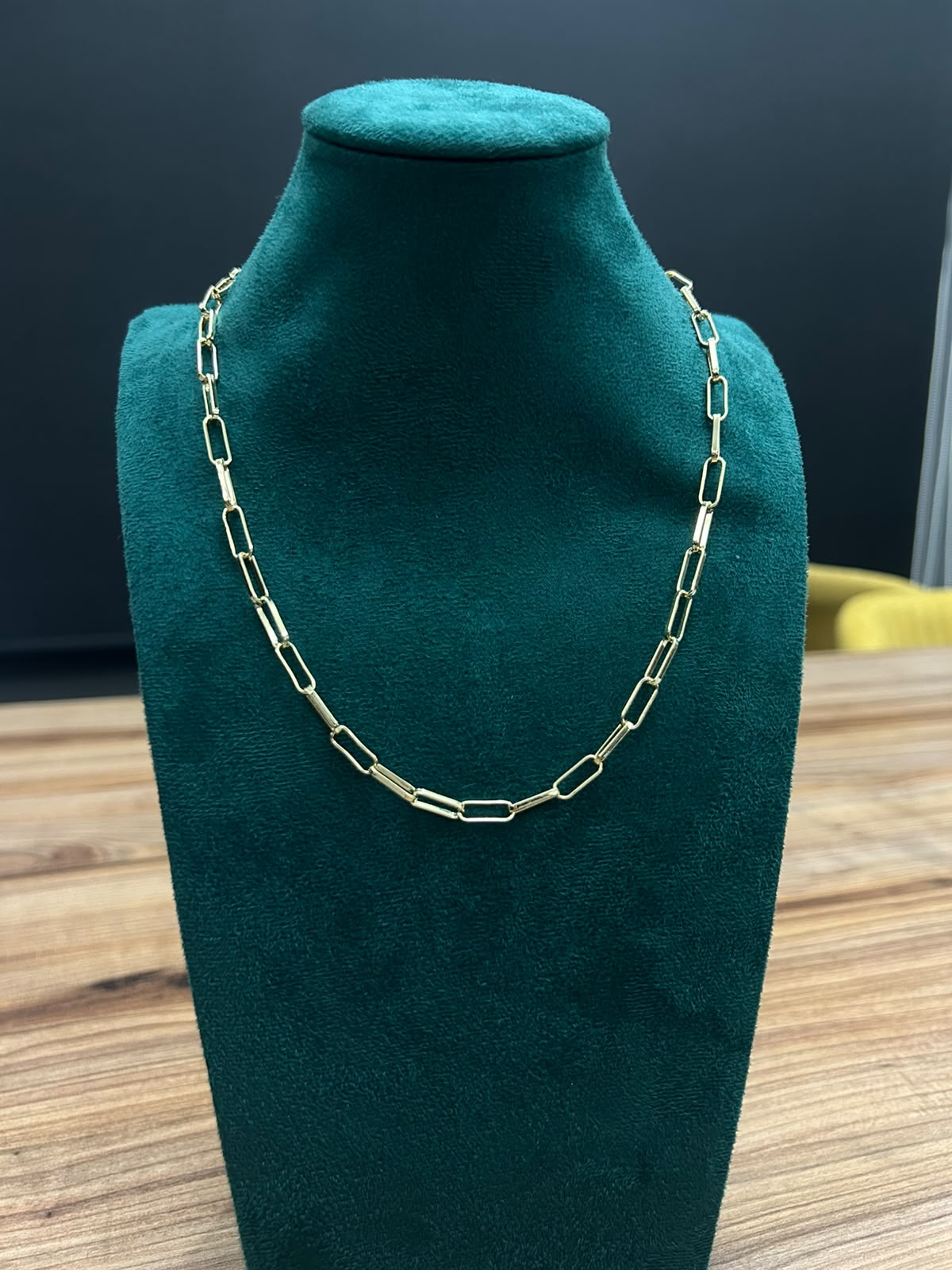 Cadena paper clip 45 cm en acero inoxidable chapado en oro - Alkimia Joyeria