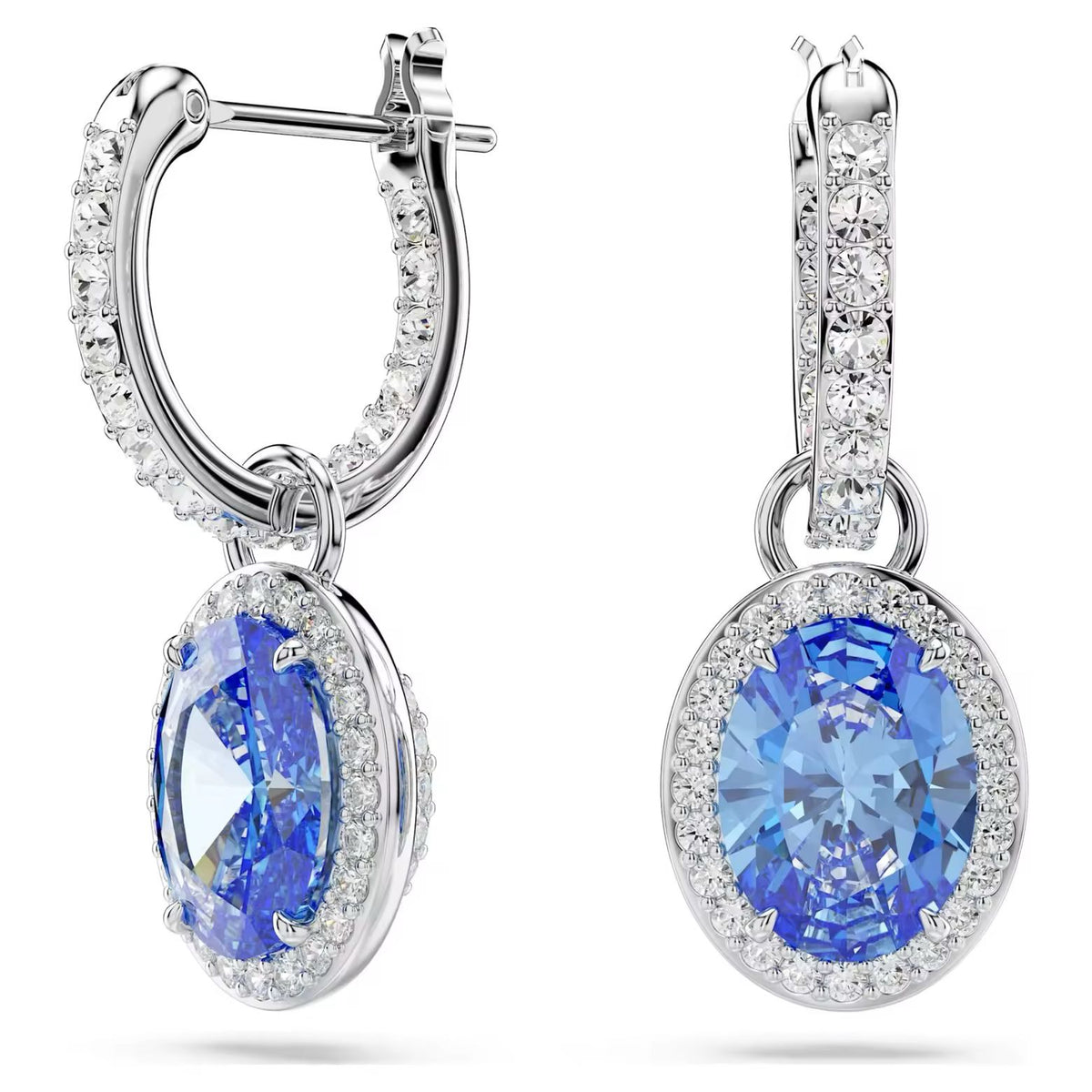 Blue Aura Drop · Aretes Plateados con Cristal Azul Oval