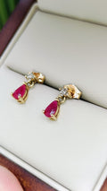 Aretes gota de rubies