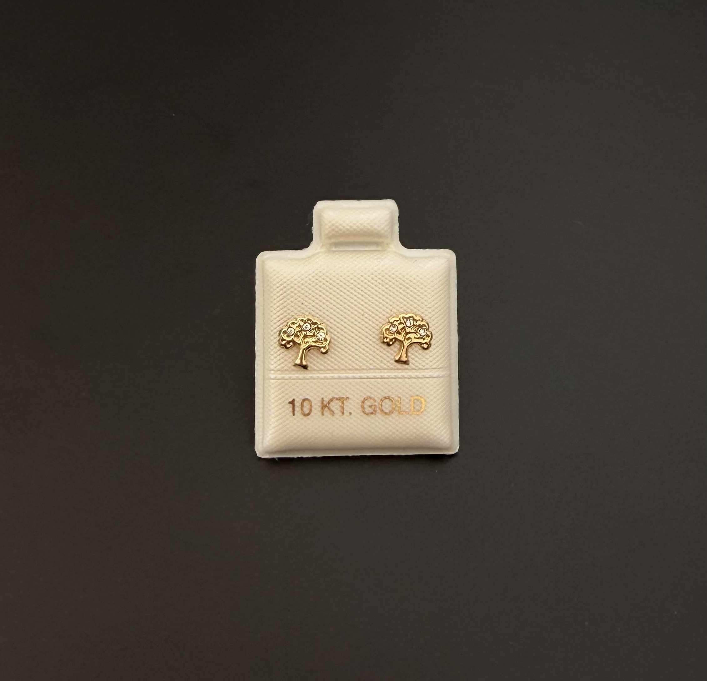 Aretes Arbol con Zirconias en oro 10K - Mystica Joyeria