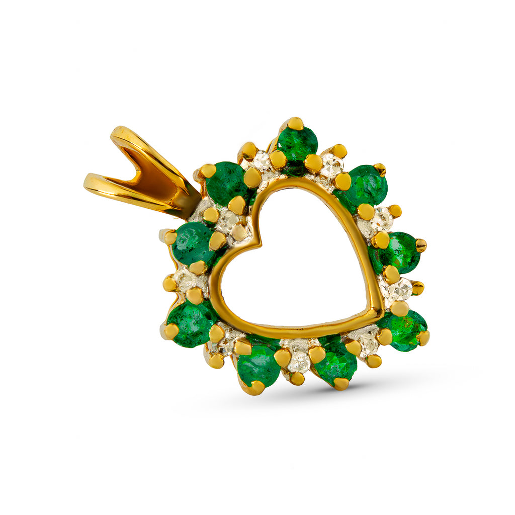 Dije de Corazón con Diamantes y Esmeralda